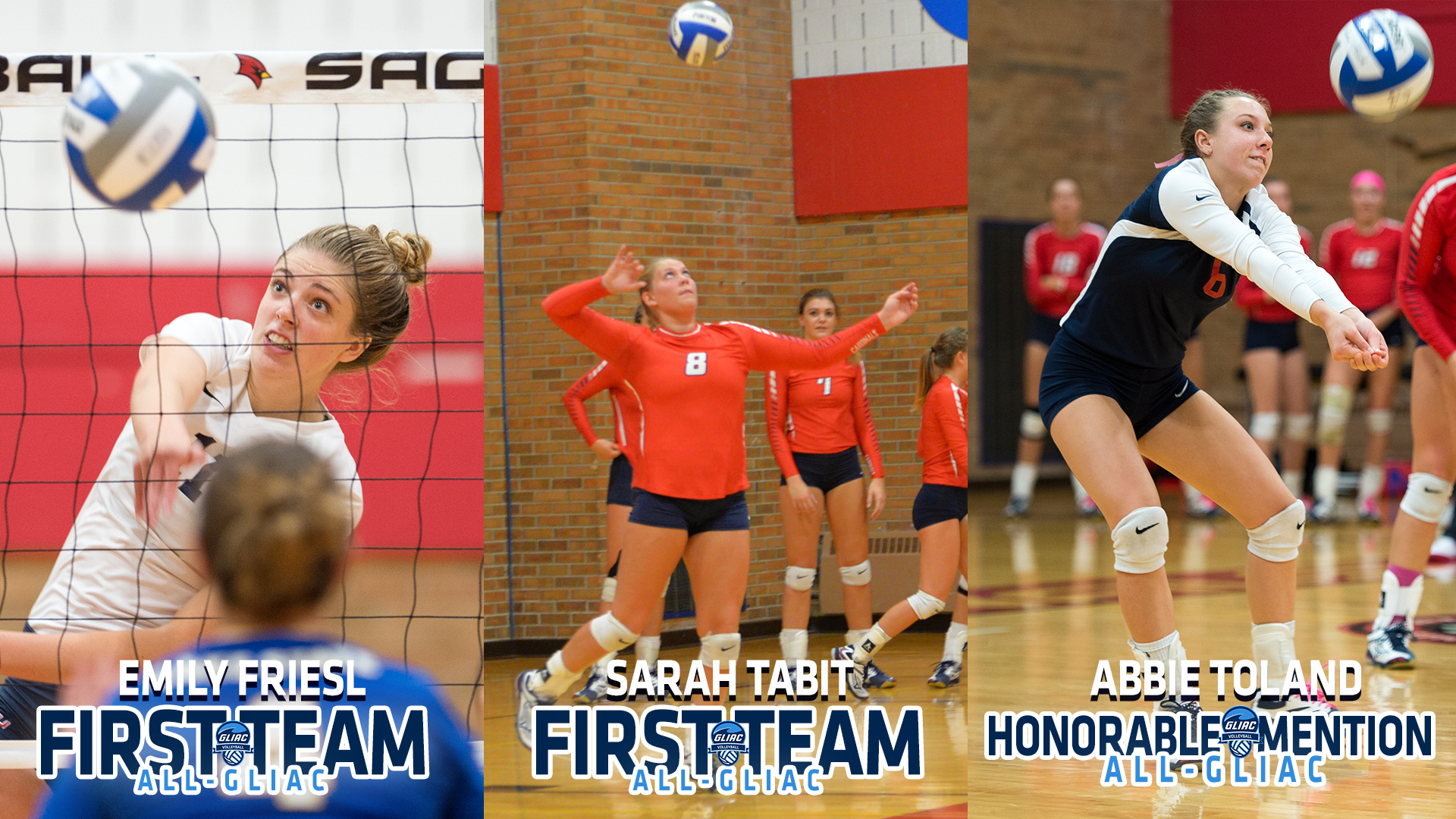 Friesl, Tabit and Toland, earn All-GLIAC Volleyball Accolades