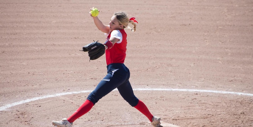 Annie Hansen tossed a no-hitter in Saturday's second game victory over Bellarmine in the Music City Invitational...