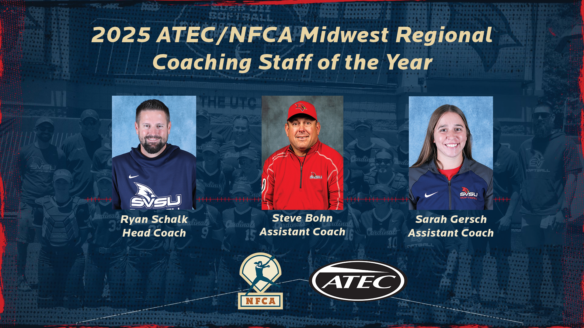 Ryan Schalk and the Cardinal Softball Coaching Staff Named Midwest Staff of the Year