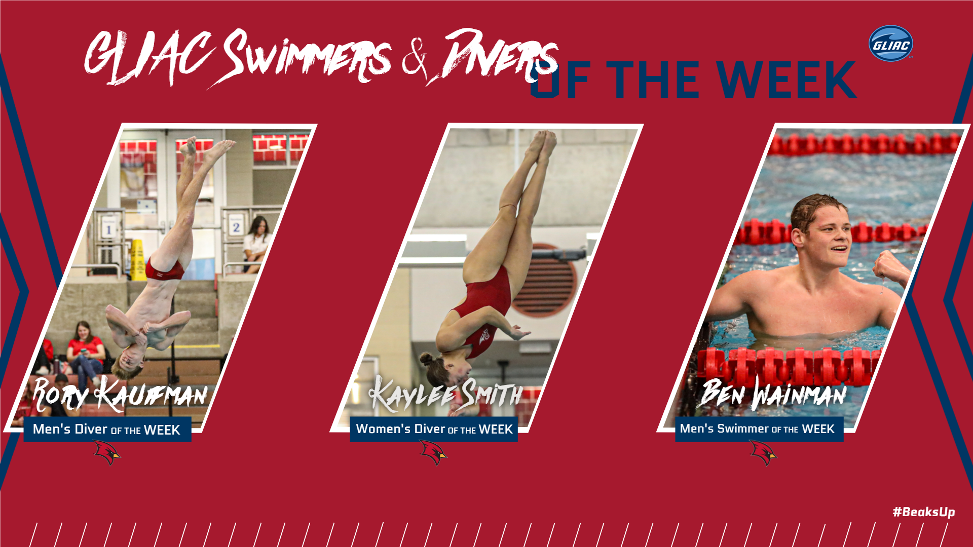 Three Cardinals Earn GLIAC Athletes of the Week for Swim & Dive