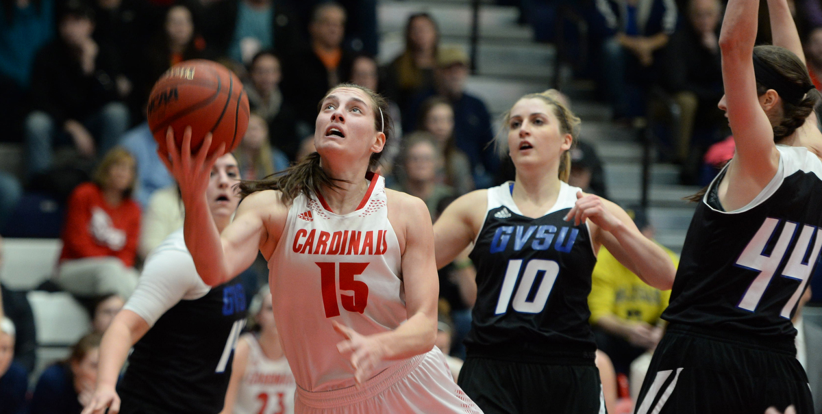 Katelyn Carriere had a team-high 16 points with six boards, two steals, a block and assist in the victory over GVSU...